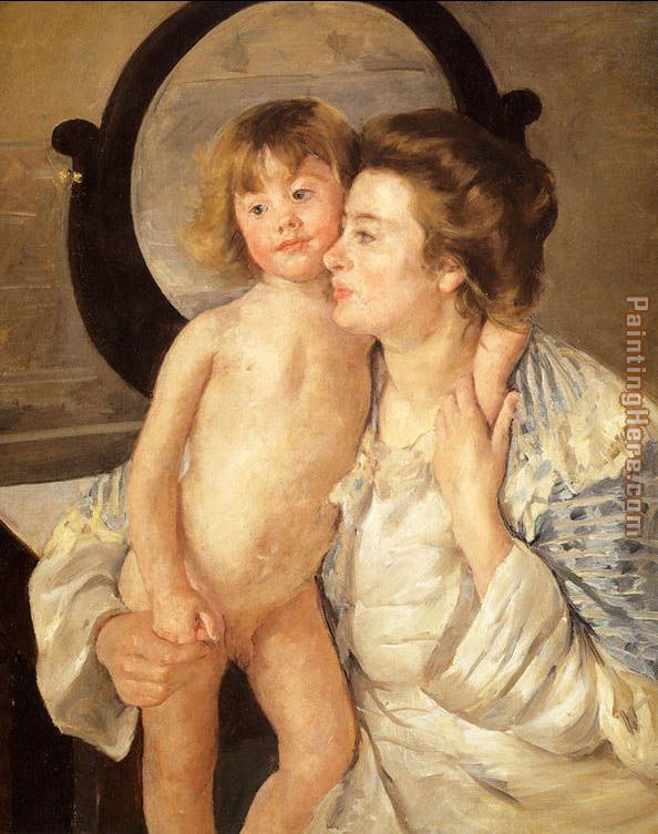 Mother And Child Aka The Oval Mirror painting - Mary Cassatt Mother And Child Aka The Oval Mirror art painting